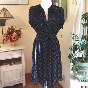 NWT Dressbarn Polka Dot Dress Normcore Coastal Grandma